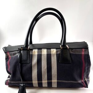 Burberry Black and Cream Plaid Shoulder Bag